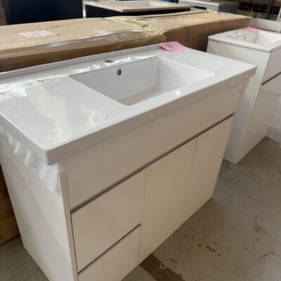 NEW 1000MM GLOSS WHITE VANITY WITH CERAMIC TOP- VPB800-478L