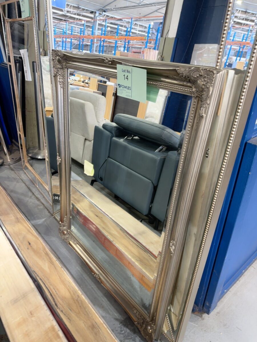 NEW ORNATE SILVER FRAMED MIRROR 90CM X 116CM RRP$499