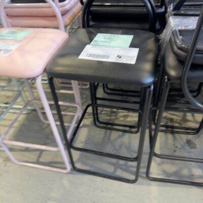 EX HIRE - BLACK PU PADDED BAR STOOL, SOLD AS IS