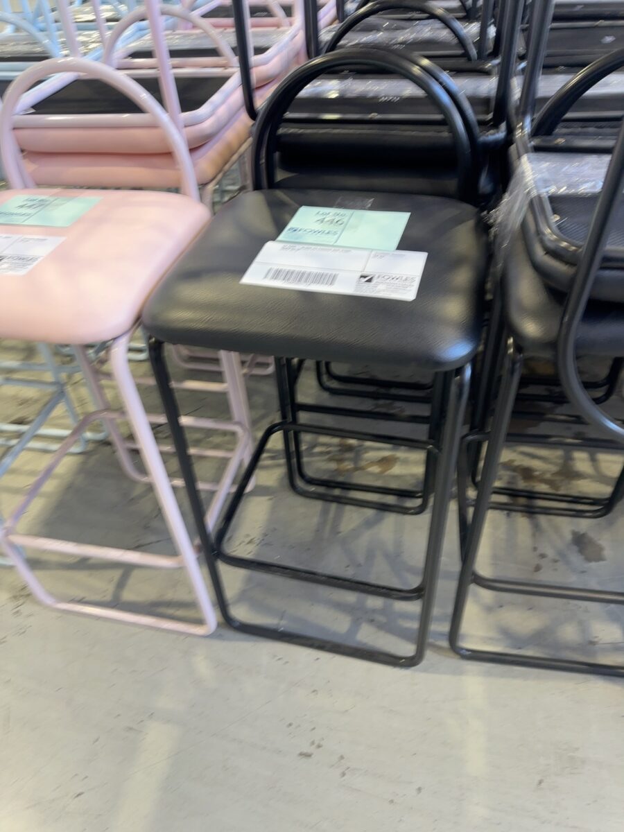 EX HIRE - BLACK PU PADDED BAR STOOL, SOLD AS IS