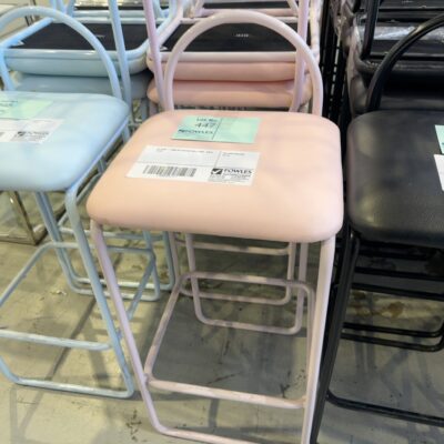 EX HIRE - PINK PU PADDED BAR STOOL, SOLD AS IS