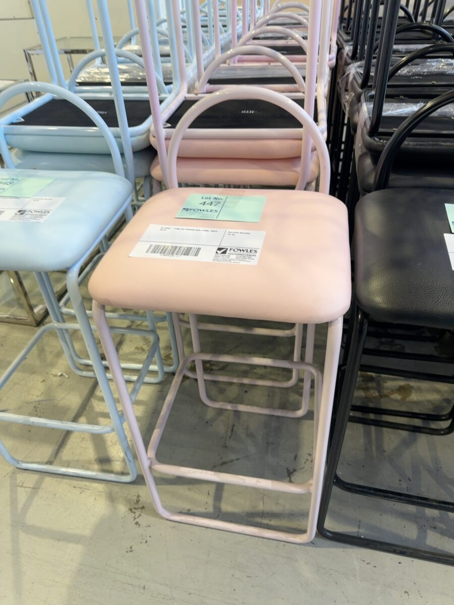 EX HIRE - PINK PU PADDED BAR STOOL, SOLD AS IS