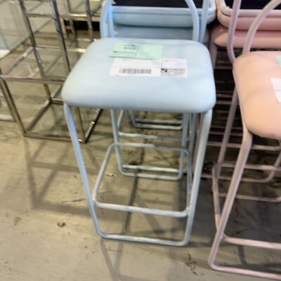 EX HIRE - BLUE PU PADDED BAR STOOL, SOLD AS IS
