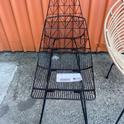 EX HIRE - BLACK METAL OUTDOOR CHAIR, SOLD AS IS