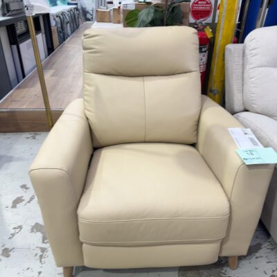 NEW THICK LEATHER BEIGE ARMCHAIR
