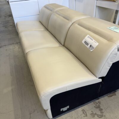 NEW THICK LEATHER CREAM SECTION OF COUCH - 3 SEATER SECTION WITH NO ENDS SOLD AS IS