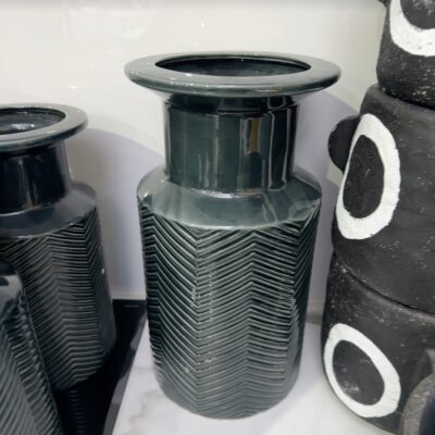 EX STAGING - LARGE GREEN VASE, SOLD AS IS