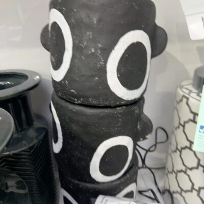 EX STAGING - BLACK & WHITE POTS, SOLD AS IS