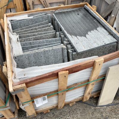 PALLET OF BLACK IMPALA GRANITE COPING/STAIR TREADS 600 X 400 X 20/50 (QTY 56 PIECES, MUST TAKE ALL, SOLD EACH) #4