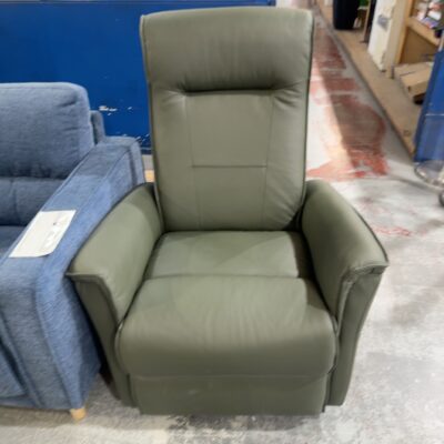 BRAND NEW DARK GREEN THICK LEATHER ROCKING SWIVEL ARMCHAIR, SOLD AS IS