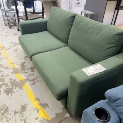 BRAND NEW GREEN MATERIAL 2.5 SEATER COUCH SOLD AS IS