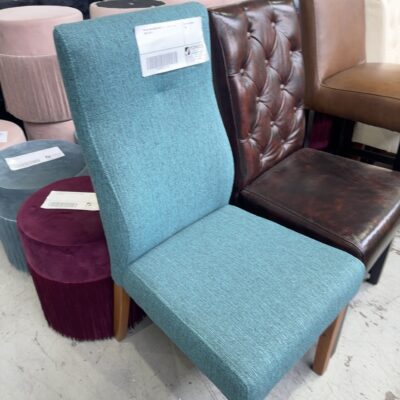 BRAND NEW GREEN MATERIAL DINING CHAIR, SOLD AS IS