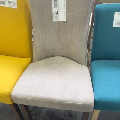 BRAND NEW BEIGE MATERIAL DINING CHAIR, SOLD AS IS