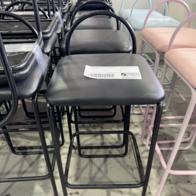 EX HIRE BLACK BAR STOOL WITH PADDED SEAT SOLD AS IS