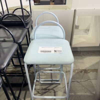 EX HIRE BLUE BAR STOOL WITH PADDED SEAT SOLD AS IS