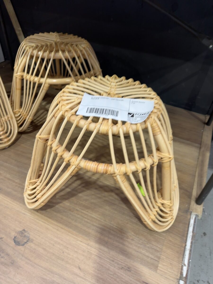 EX STAGING FURNITURE - CANE FOOTSTOOL,SOLD AS IS