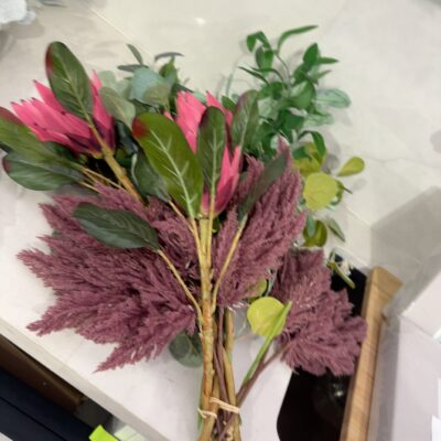 EX STAGING FURNITURE - FAUX FLOWERS, SOLD AS IS