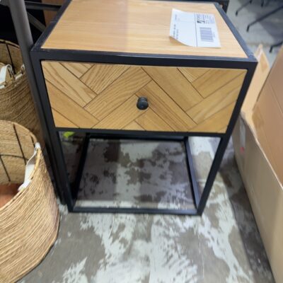 EX STAGING FURNITURE - SMALL TIMBER BEDSIDE TABLES, SOLD AS IS