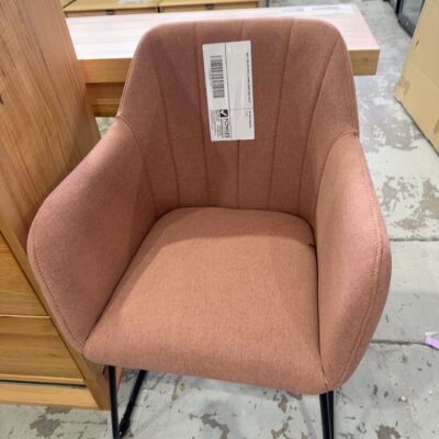 NEW PINK MATERIAL DINING CHAIR SOLD AS IS
