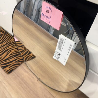 EX STAGING - BLACK FRAMED ROUND MIRROR SOLD AS IS