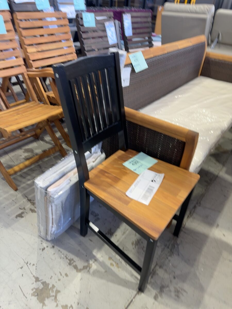 NEW BOX OF QTY 2, SWOPPMOKK BLACK PAINTED ACACIA TIMBER DINING CHAIR 673169