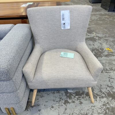 EX STAGING - BEIGE ARMCHAIR, SOLD AS IS