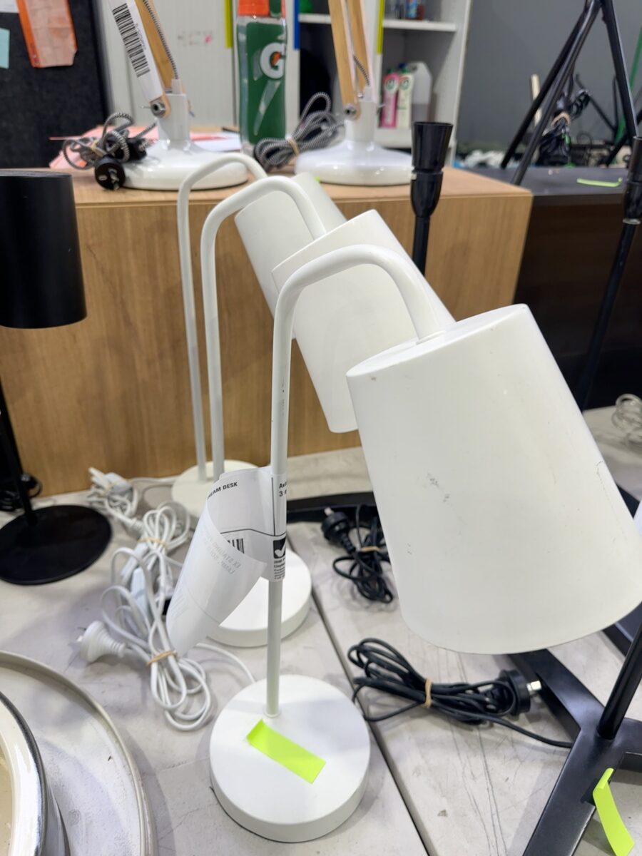EX STAGING FURNITURE - CREAM DESK LAMP, SOLD AS IS