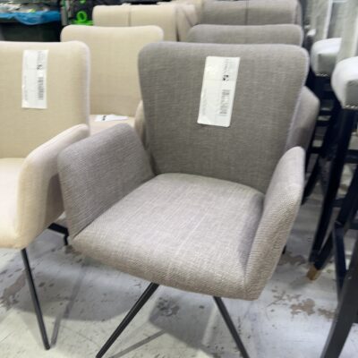NEW LAURA LIGHT GREY FABRIC SWIVEL DINING CHAIR, SOLD AS IS