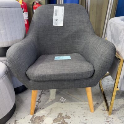 EX STAGING FURNITURE - DARK GREY ARMCHAIR, SOLD AS IS