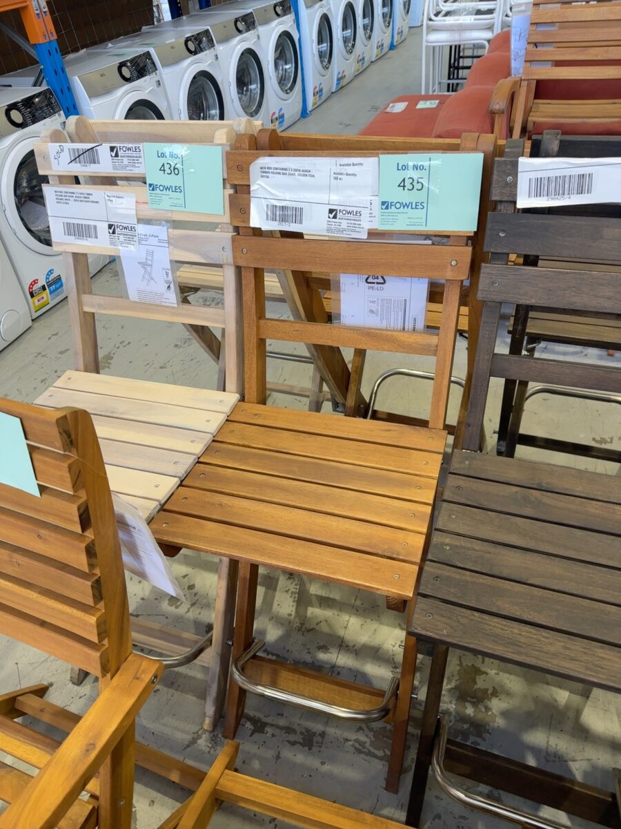 NEW BOX CONTAINING 2 X SOFIA ACACIA TIMBER FOLDING BAR CHAIR, GOLDEN TEAK, 669766