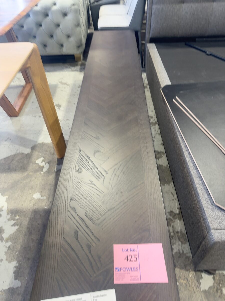 EX DISPLAY ADLEY JAPAN BLACK 2400MM BENCH SEAT, HERRINGBONE, SOLD AS IS SOME MARKS
