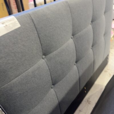 EX DISPLAY DARK GREY UPHOLSTERED BEDHEAD ONLY, SOLD AS IS