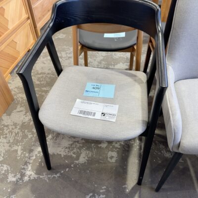 EX DISPLAY NOBU DINING CHAIR, BLACK FABRIC SEAT, SOLD AS IS