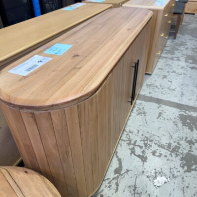 EX DISPLAY CLAIRE MESSMATE BUFFET 1800MM, CURVED WITH SLATTED VERTICAL DESIGN RRP$2399 WITH 3 MONTH WARRANTY
