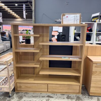 EX DISPLAY PANAMA MESSMATE 1600MM OPEN SHELF BOOKCASE, *DENTED & SCRAPED* SOLD AS IS