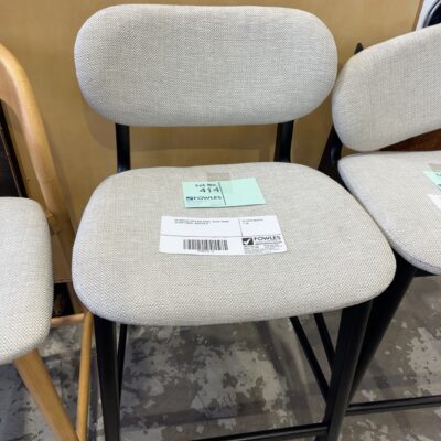 EX DISPLAY ARLO BAR STOOL, BLACK FRAME, SILVER FABRIC, SOLD AS IS