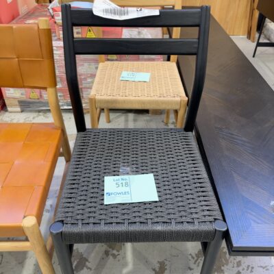 SAMPLE CHAIR - LORNA BLACK ROPE DINING CHAIR, BLACK OAK, SOLD AS IS