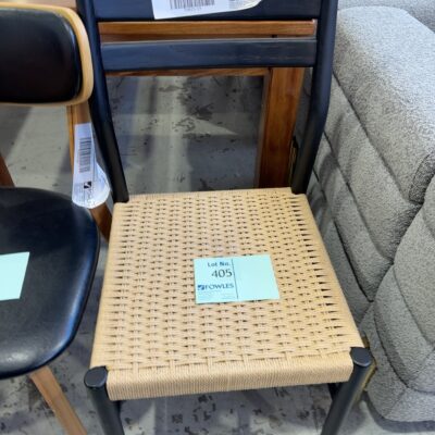 SAMPLE CHAIR - LORNA NATURAL ROPE DINING CHAIR, BLACK OAK, SOLD AS IS