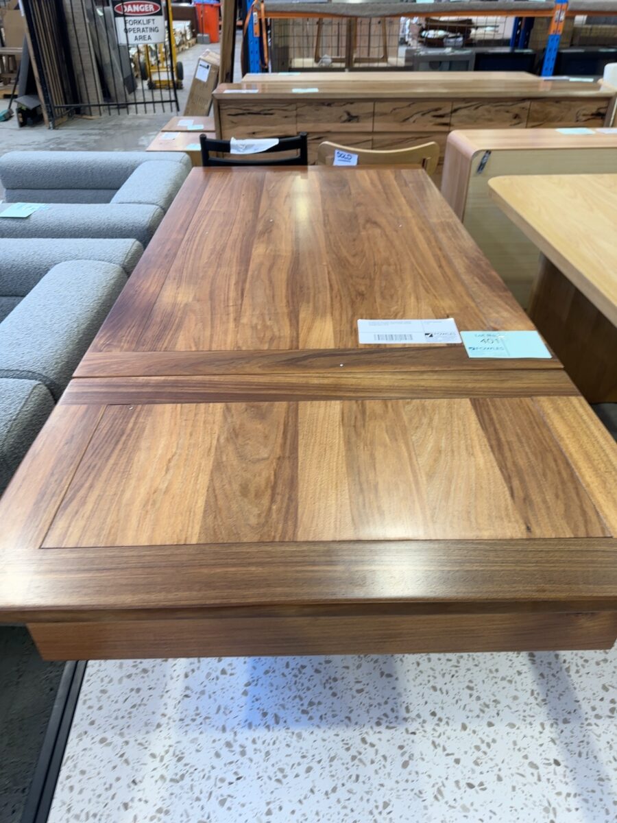 EX DISPLAY KALLISTA BLACKWOOD TIMBER EXTENDABLE DINING TABLE FROM 1500MM - 2500MM SOLD AS IS