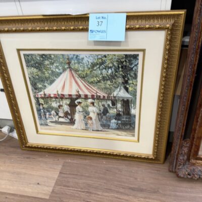 EX STAGING FURNITURE - ORNATE GOLD FRAMED ARTWORK, SOLD AS IS