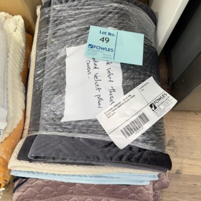 EX STAGING FURNITURE - LOT OF PINK VELVET THROW, ASSORTED PILLOW COVERS, SOLD AS IS