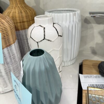 EX STAGING FURNITURE - LOT OF 3 VASES, SOLD AS IS
