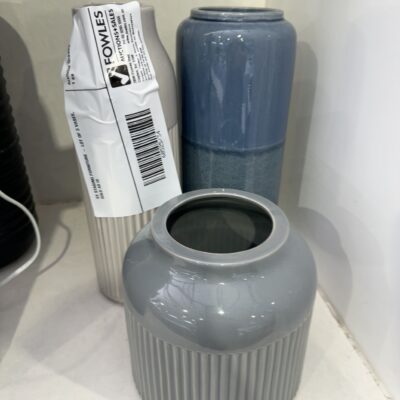 EX STAGING FURNITURE - LOT OF 3 VASES, SOLD AS IS