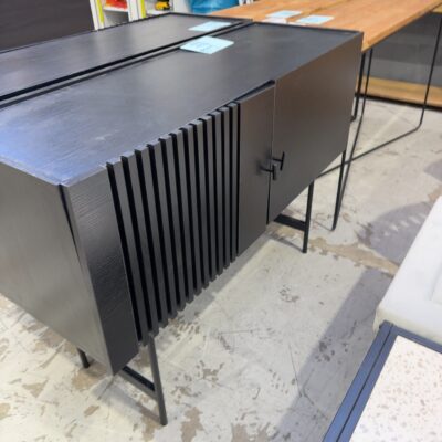 EX STAGING FURNITURE - BLACK TIMBER CABINETS, SOLD AS IS