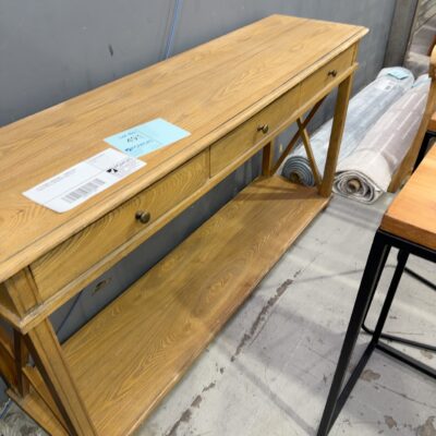 EX STAGING FURNITURE - TIMBER HALL TABLE WITH 3 DRAWERS, SOLD AS IS