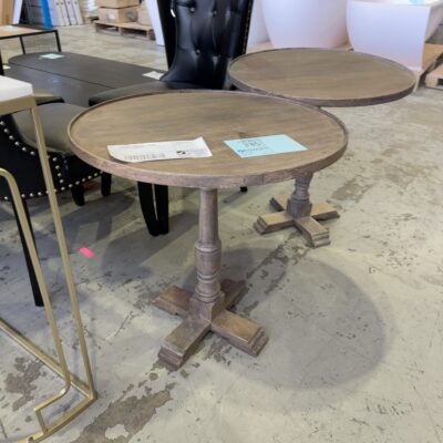 EX STAGING FURNITURE - FRENCH PROVINCIAL TIMBER SIDE TABLE ON PEDESTAL, SOLD AS IS