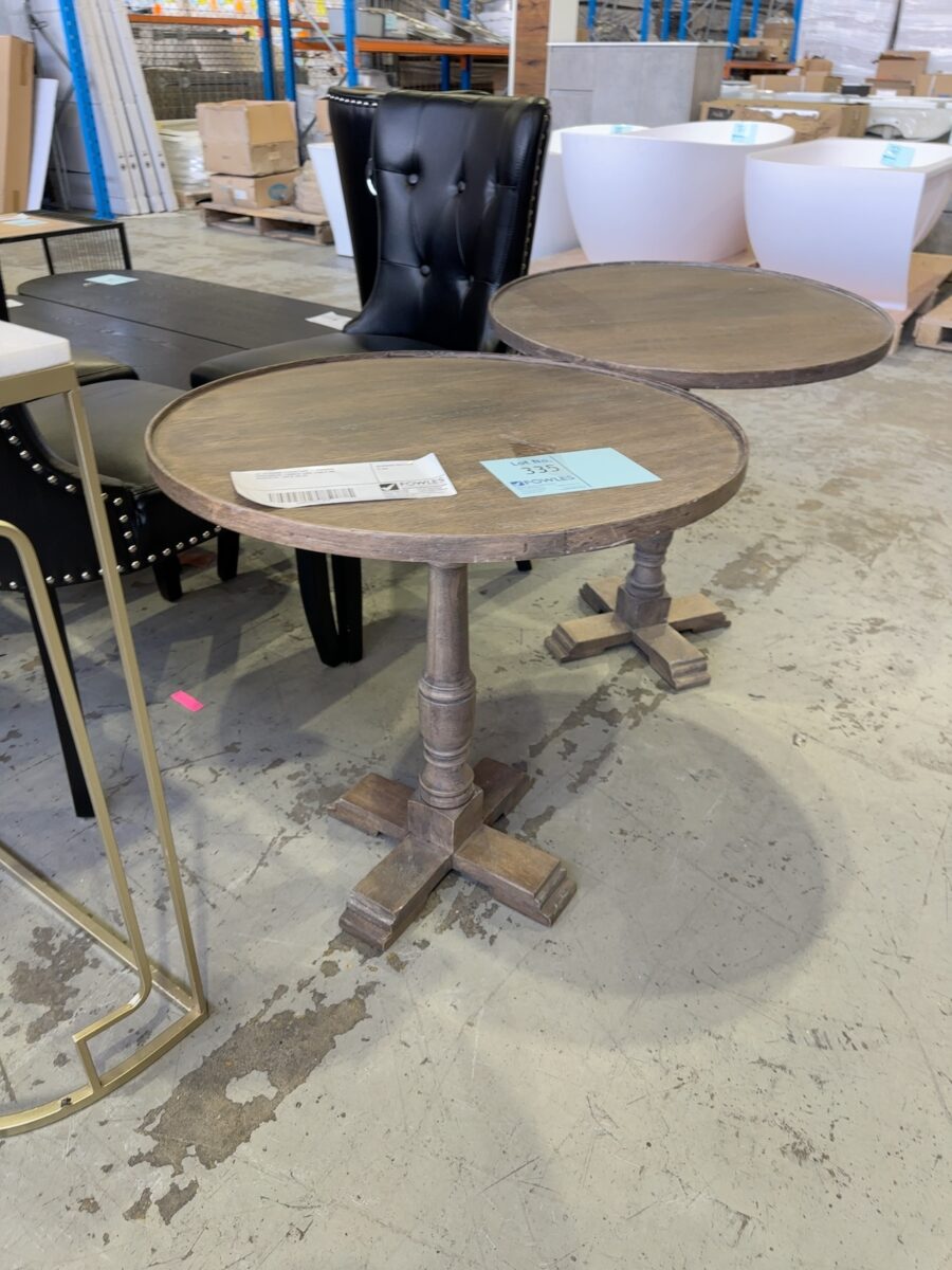 EX STAGING FURNITURE - FRENCH PROVINCIAL TIMBER SIDE TABLE ON PEDESTAL, SOLD AS IS