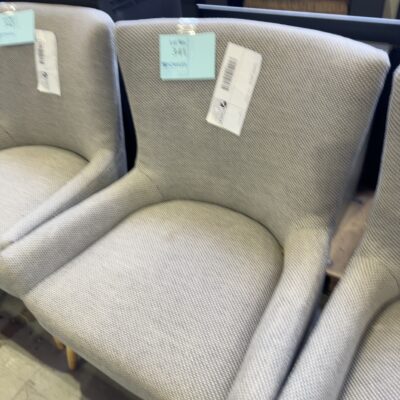 EX STAGING FURNITURE - GREY WINGBACK ARMCHAIR, SOLD AS IS