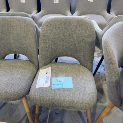 EX STAGING FURNITURE - GREY UPHOLSTERED DINING CHAIRS, SOLD AS IS