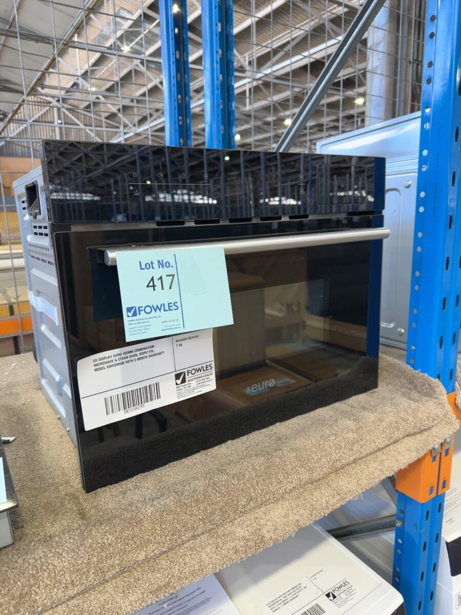 EX DISPLAY EURO 450MM COMBINATION MICROWAVE & STEAM OVEN, RRP$1799, MODEL EO45SMWB WITH 3 MONTH WARRANTY